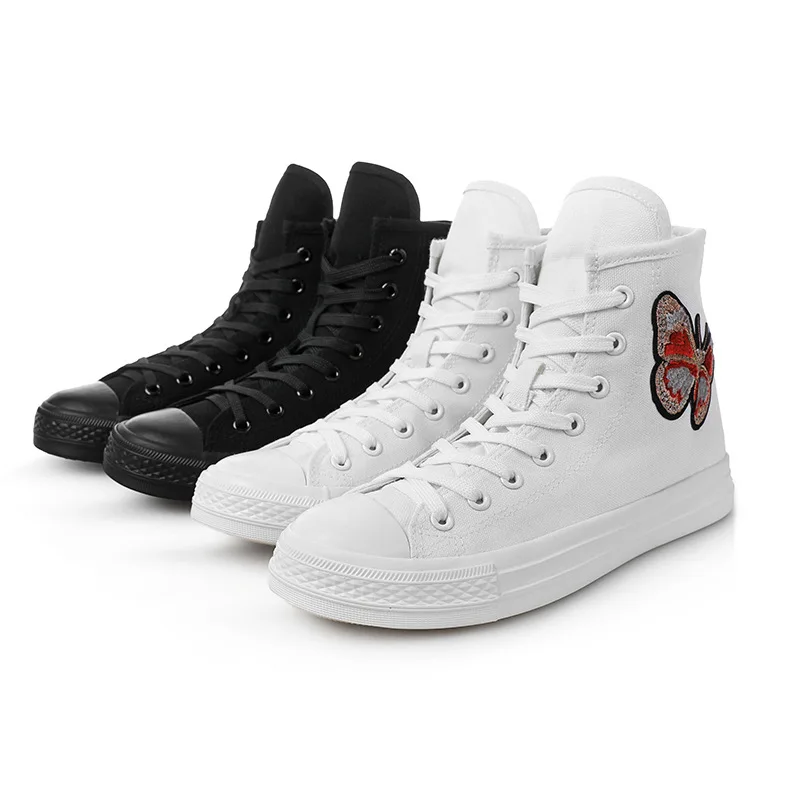 

Street High Sneakers Women Casual Shoes Canvas Sneakers Autumn Winter Applique Breathable Fashion Women Increase Flat Heel Shoes
