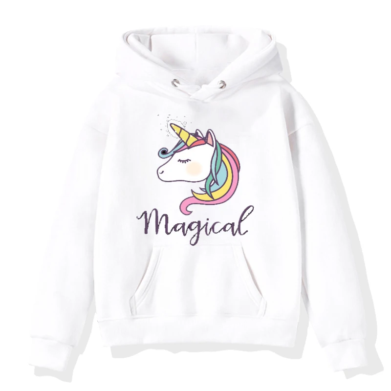 Hoodies 1 Модный свитер с принтом единорога; толстовка для маленьких мальчиков и девочек; повседневные толстовки; детская зимняя теплая одежда с капюшоном и длинными рукавами - Цвет: Hoodies 1