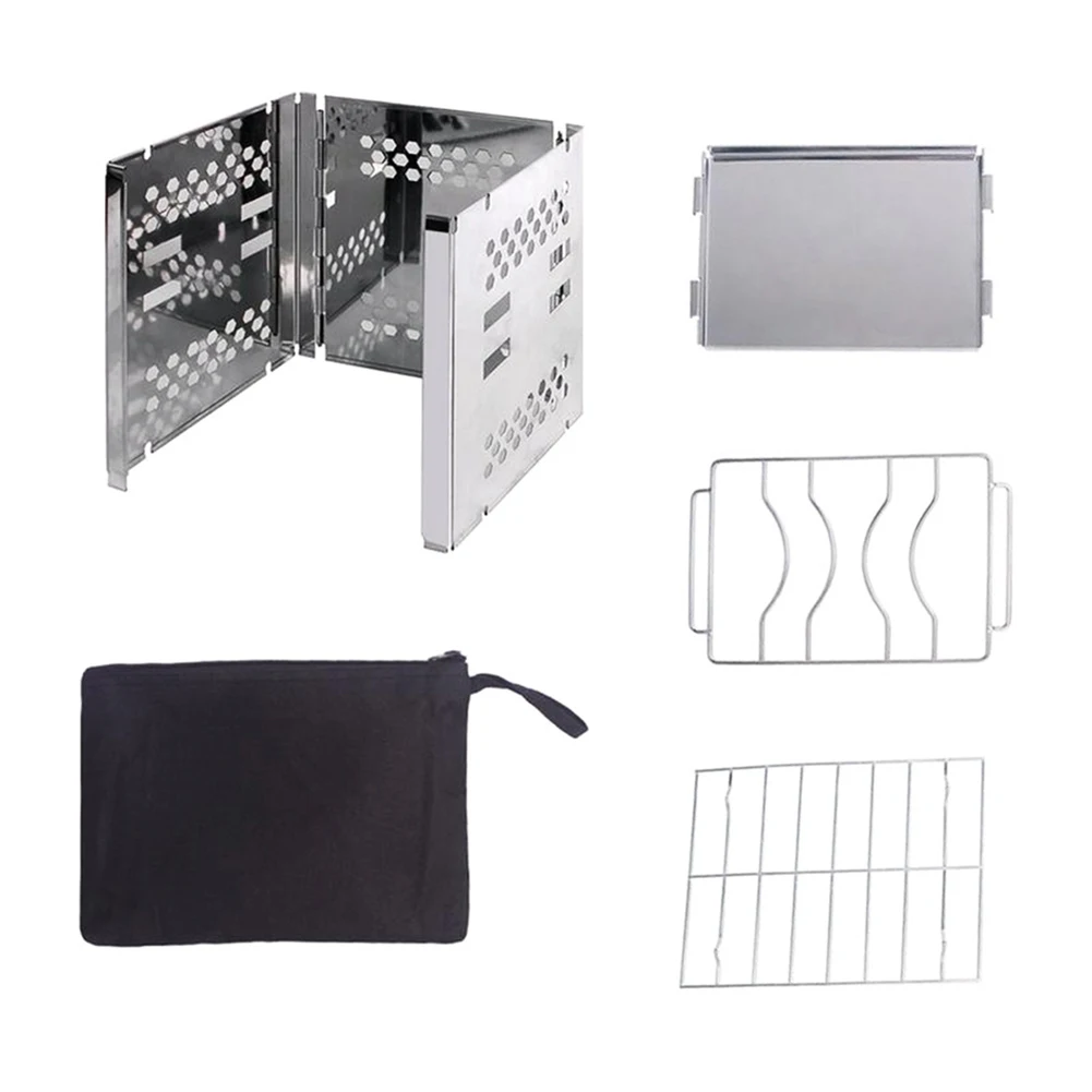 Складной барбекю Настольный гриль Нержавеющая сталь Кемпинг костра Heavy Duty