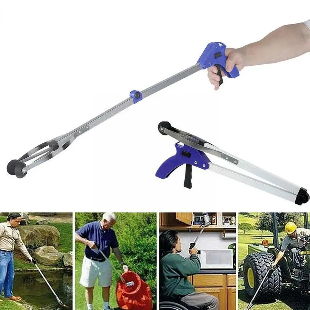 

Foldable Long Trash Clamp Litter Reacher Pickers Portable Aluminum Pickup Tools Garbage House Alloy Factory Gripper Grabber T7H0