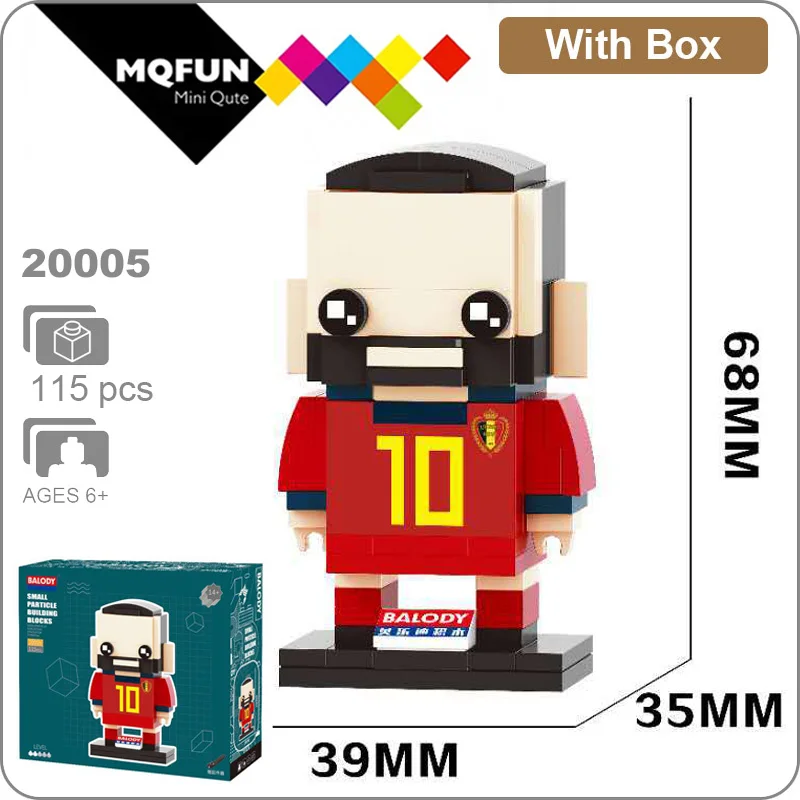 

Balody Football Player Bricks Building Blocks Messi Ronaldo Neymar Mbappe Hazard Mini Figures Soccer Toys for Collection Blocks