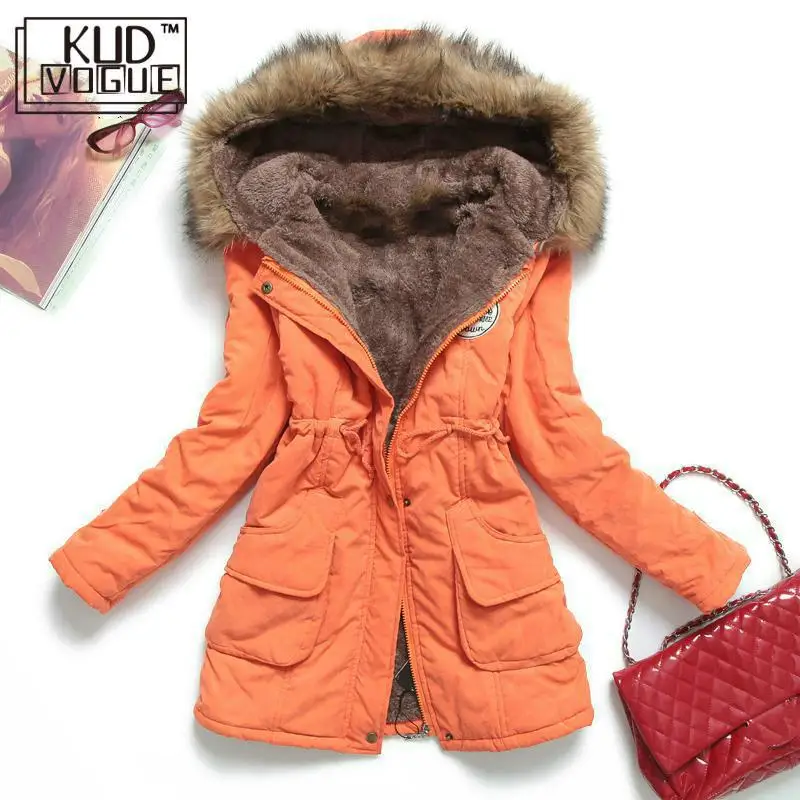 Женская зимняя куртка толстая теплая парка с капюшоном Mujer хлопковое Стеганое