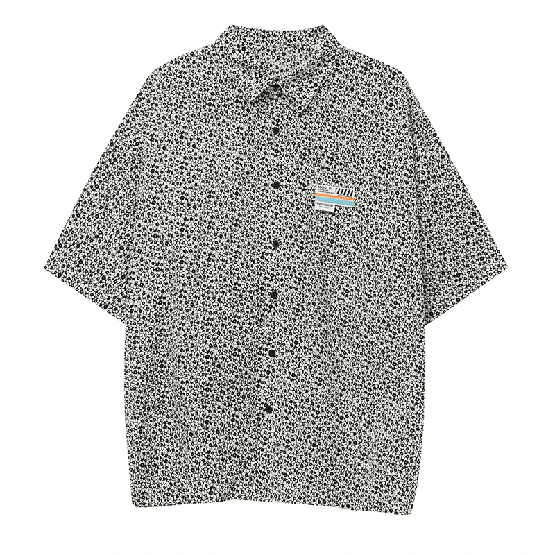 

IEFB Men's Clothing 2021 Summer New Small Flower Printting Lapel Half Sleeve Shirt Hip Hop Streetwear Oversized Loose Top 9Y7138