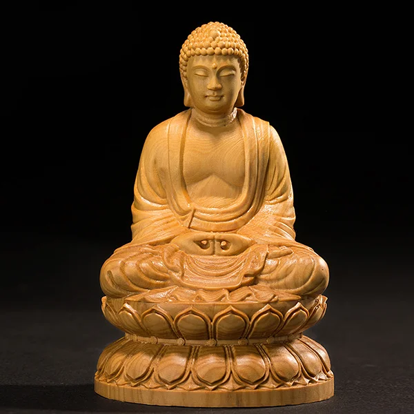 

10/13CM Mini Shakyamuni Buddha Wood Handmade Carved Gift Buddha Figures Home Decoration Collection Ornaments Desk Decors