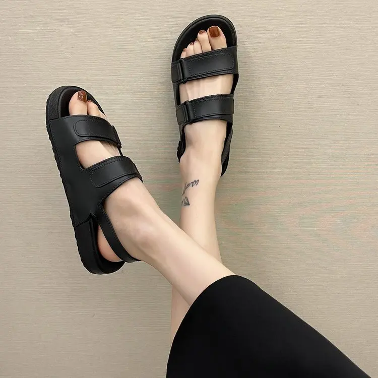 

2021 New Summer Shoes Ladies Flat Sandals Ladies Soft Leather Casual Open-toed Gladiator Platform Ladies Shoes Comfortable35-41