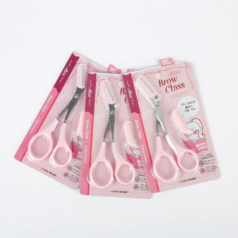 Распродажа розовый триммер для бровей ножницы с расческой удаления волос