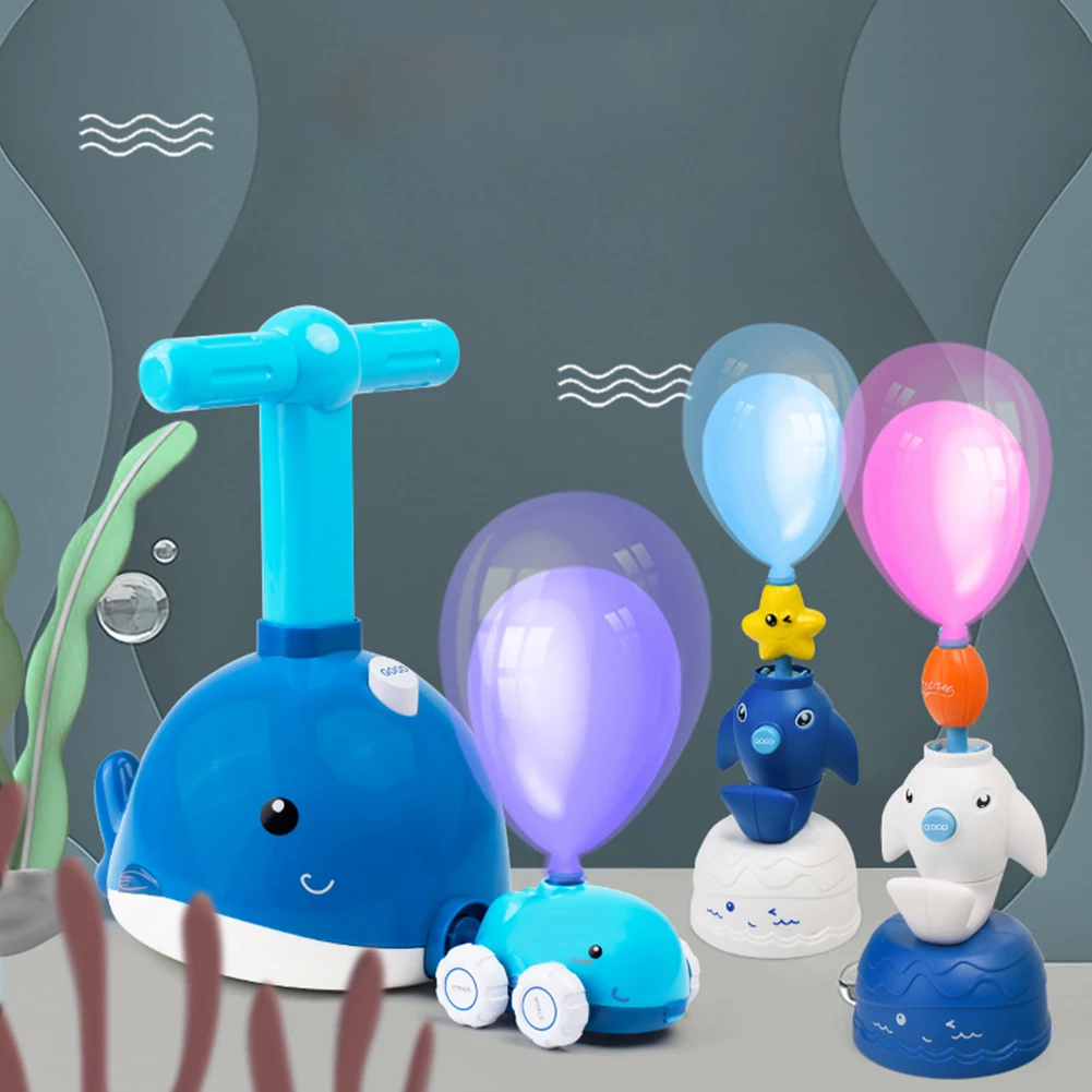 

New Cartoon Dolphin Inertia Balloon Powered Car Toys Press Powered Balloon Car toy Kindergarten Early Education Teaching Aids#38