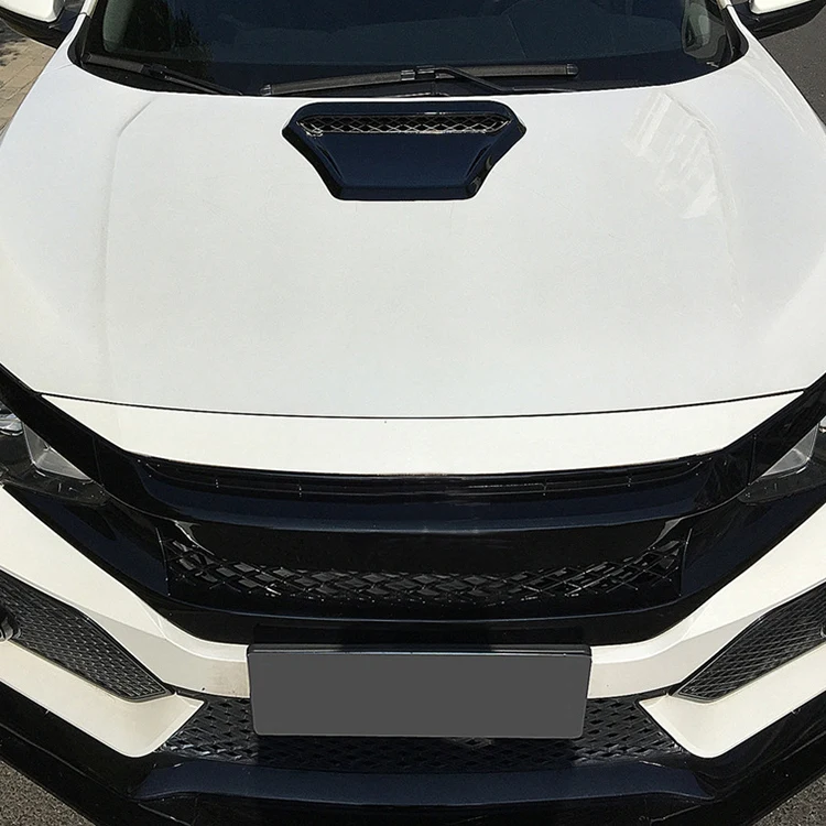ABS Bright Black Engine Hood Air Outlet Vent Frame Cover Trim Car Styling for Honda Civic Hatchback/Sedan 2016-2020 | Автомобили и