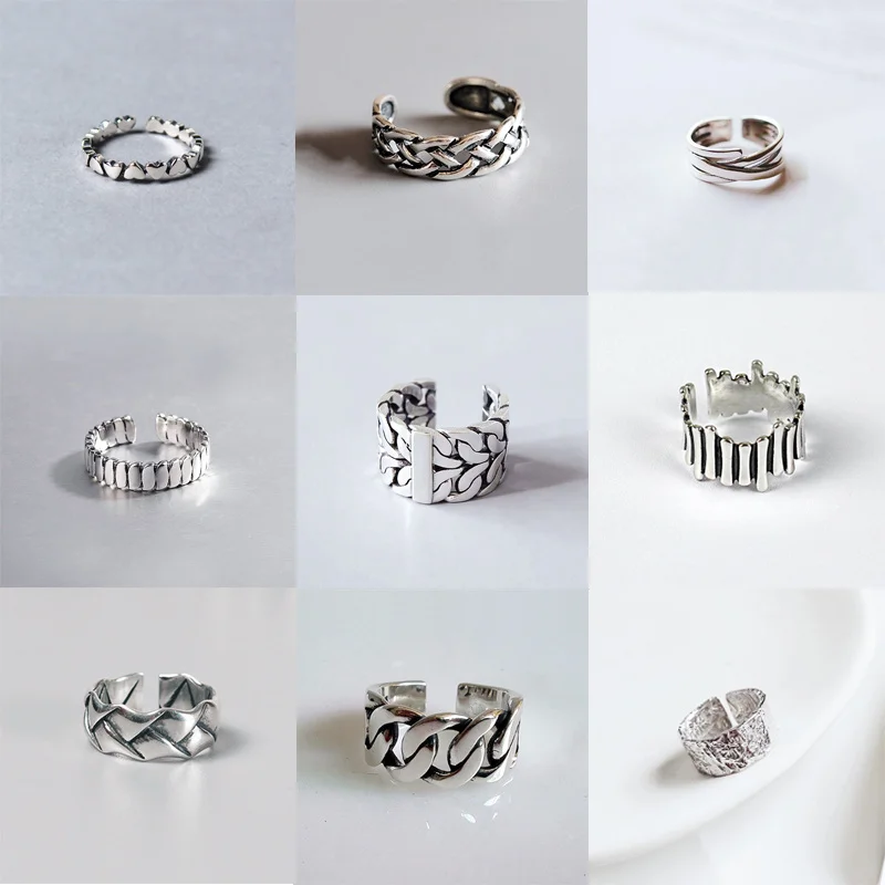 Женское Открытое кольцо в стиле ретро регулируемое неправильной формы с толстой