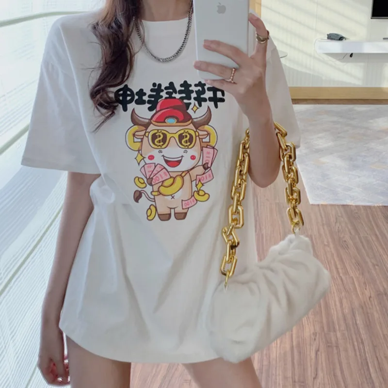 Футболка оверсайз экономичная осенне-зимняя универсальная свободная с принтом