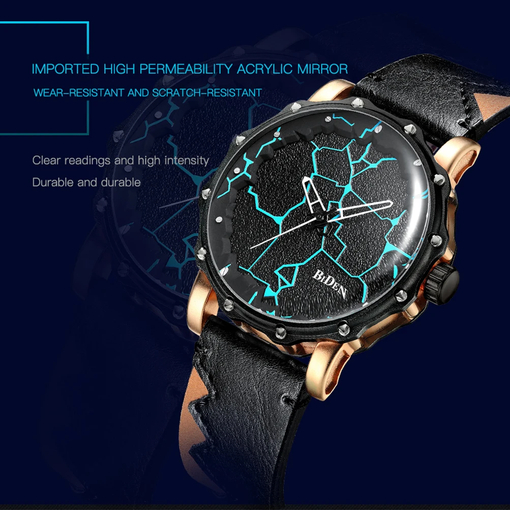 

Biden Luminous Blue Constellation Line Watch Men Waterproof Sport Military Clock Luxury Leather Man Wristwatch Relogio Masculino