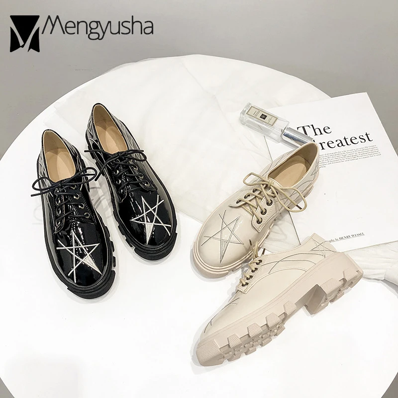 Консервативные студенческие Туфли-оксфорды из лакированной кожи женские броги