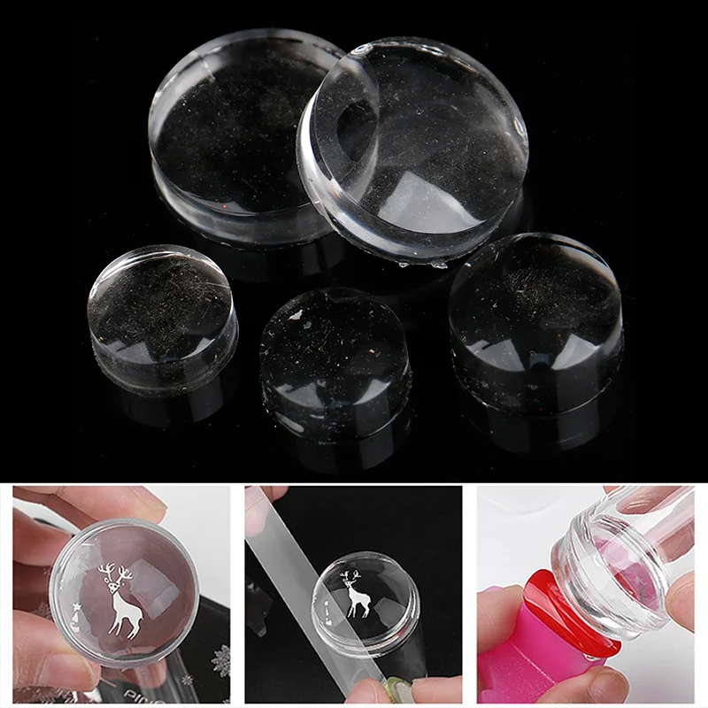 

5Pcs Nail Seal Stamp Template Replacement Transfer Stamper Silicone Refill Head Nail Tool Nail Seal Template
