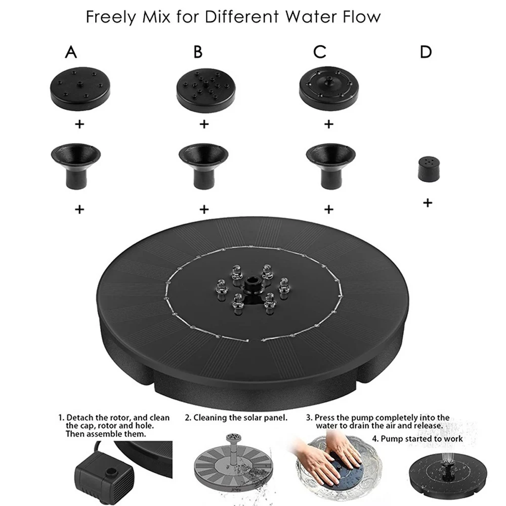 2.4W Ground Solar Fountain Pump Waterproof LED Panel With Submersible For Bird Bath Garden Decoration | Дом и сад