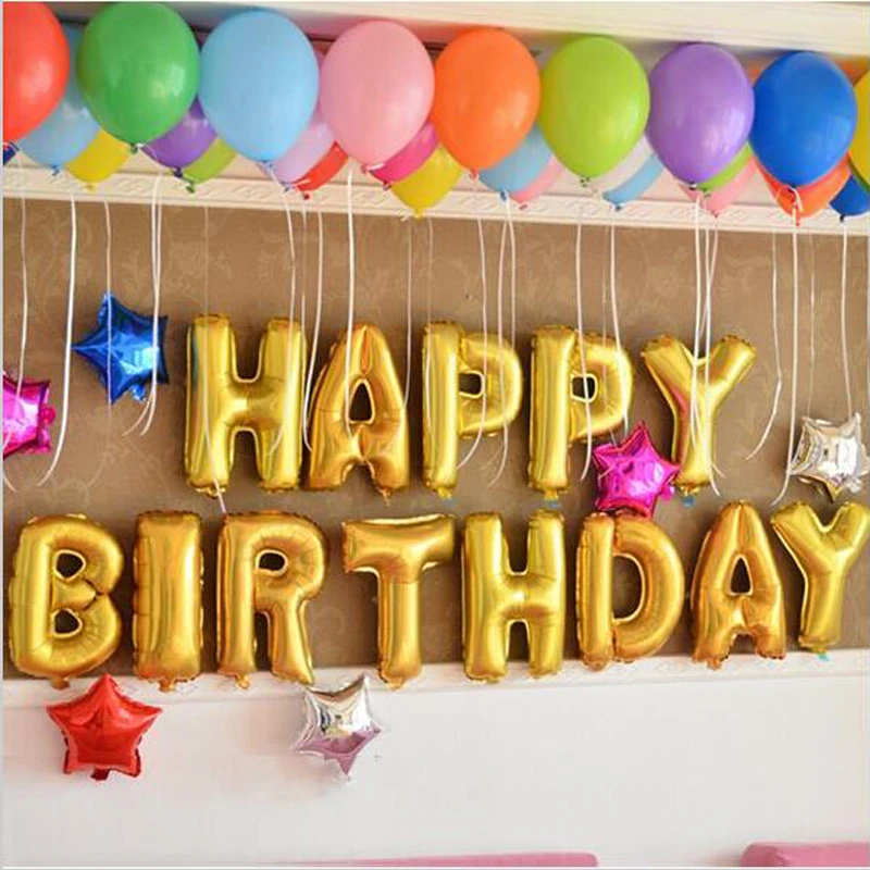 Воздушные шары из алюминиевой фольги с надписью Happy Birthday набор