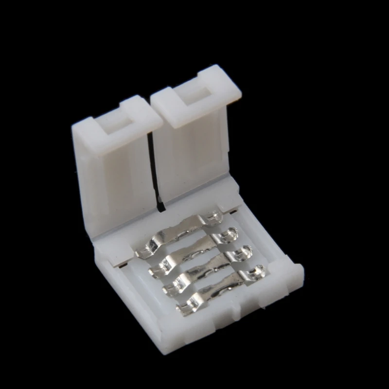

Solderless Clip-on Coupler Connector 4 Pin 10mm For 5050 RGB LED Strip Light