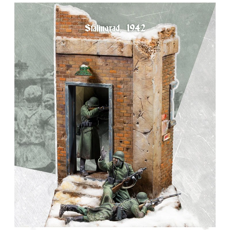 Модель из смолы GK 1/35 военная тема Второй мировой войны (три человека с сценами)