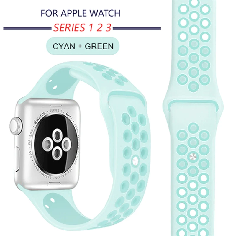 Teal Tint Гибкий дышащий силиконовый спортивный ремешок для apple watch серии 5 2 3 4 42 мм 38 мм ремешок для Nike+ apple watch 5 4 40 мм 44 мм - Цвет ремешка: Teal Tint