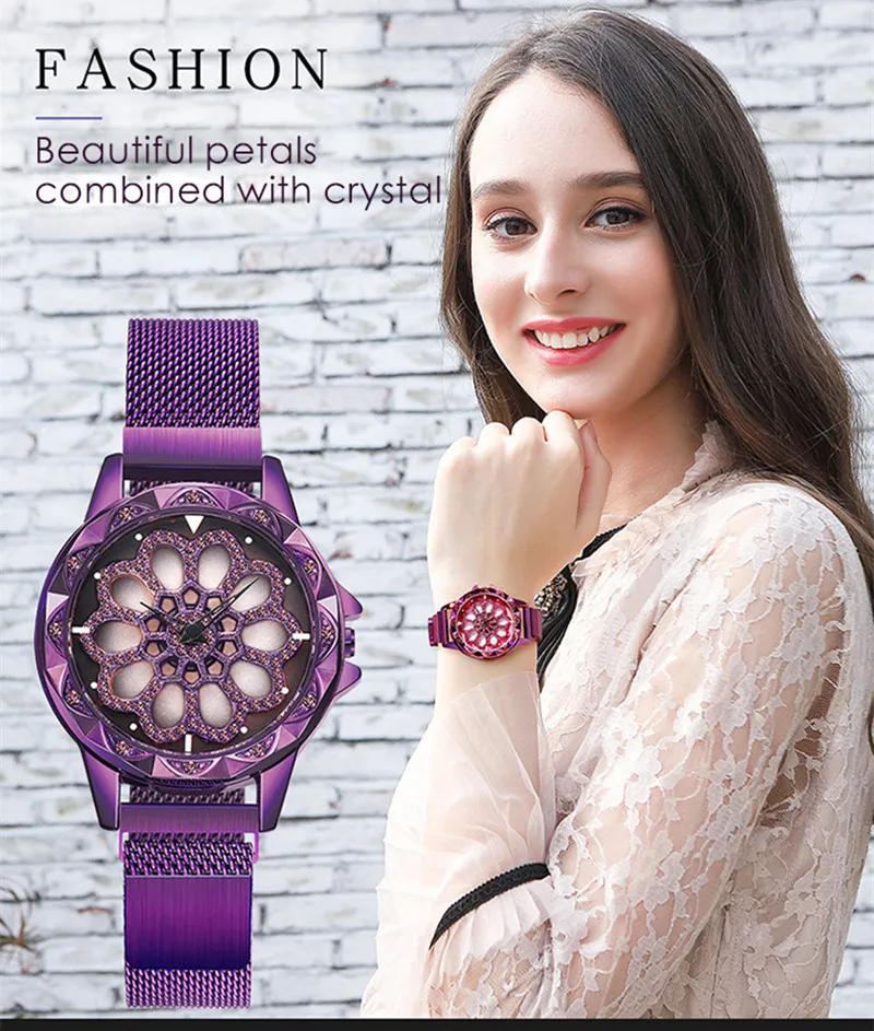 Роскошные женские часы с магнитной Миланской сеткой и автоматическим