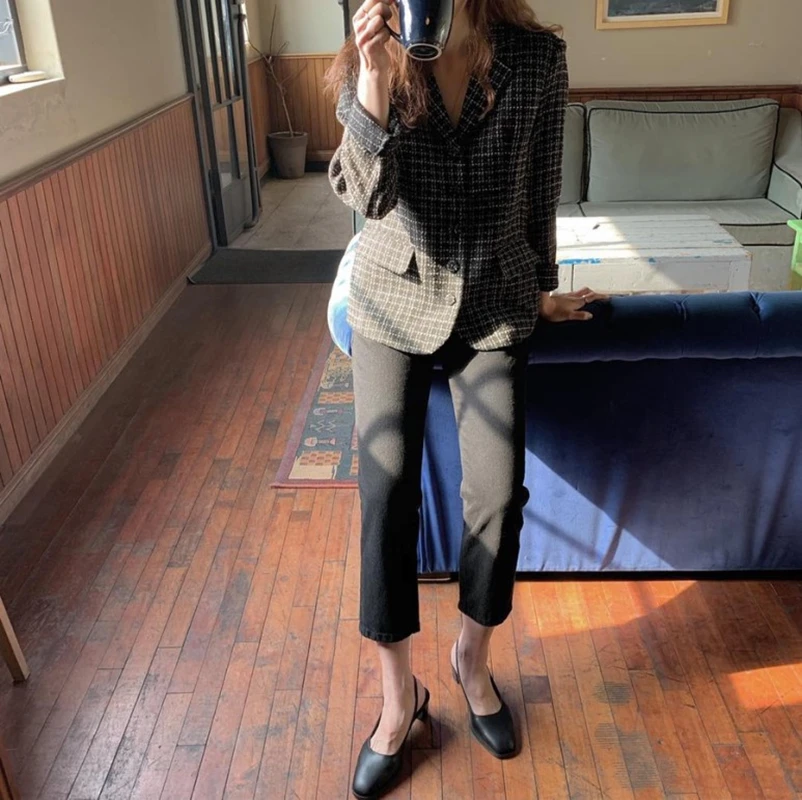 Осенняя женская короткая куртка Корейская элегантная тонкая шерстяная с длинным