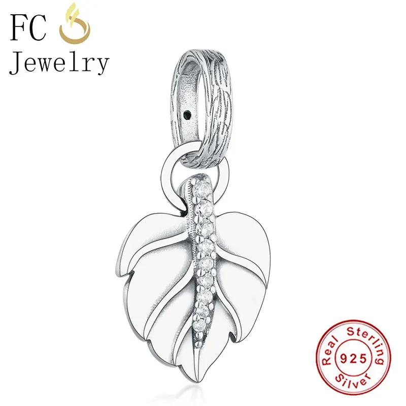 FCJ1235 FC ювелирные изделия подходят Pandora талисманы браслет 925 пробы Серебро Многоцветный лист циркония Кристалл бисера для женщин делая Berloque - Цвет: FCJ1235