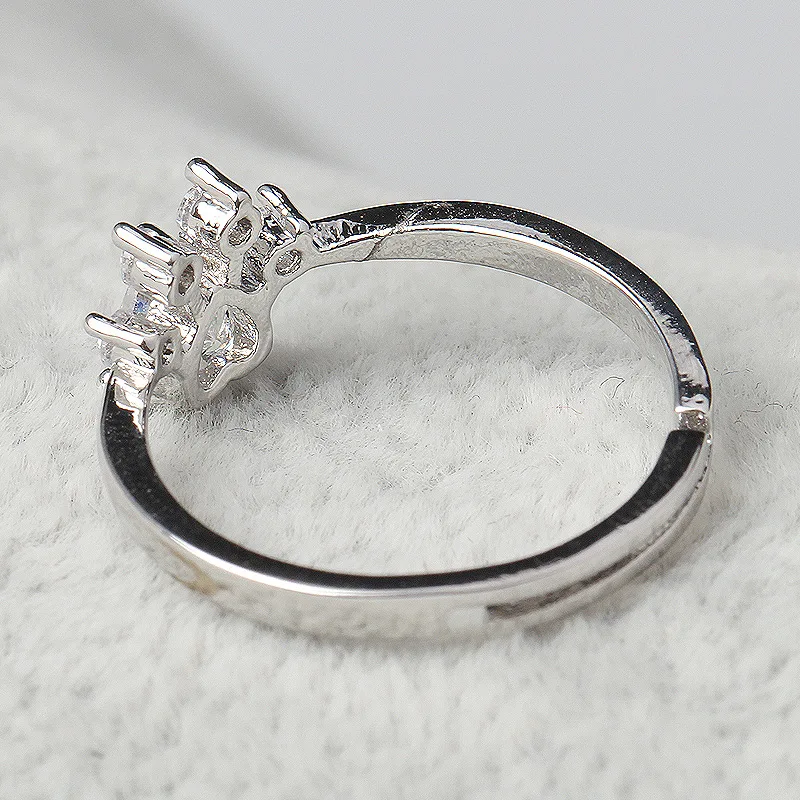 Симпатичная кошачья лапа в форме сердца Rhod кольцо регулируемое циркониевое CZ