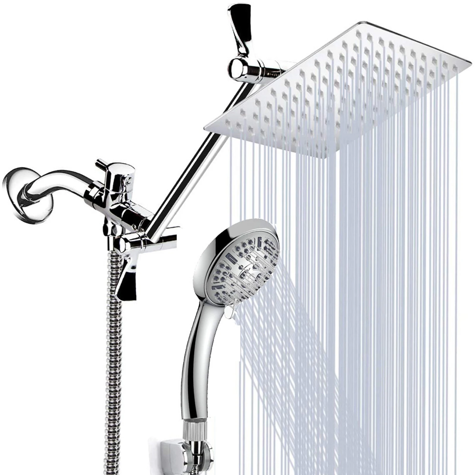 

High Pressure Hand Held Rain Shower Head Combo Set and Stainless Steel Hose
