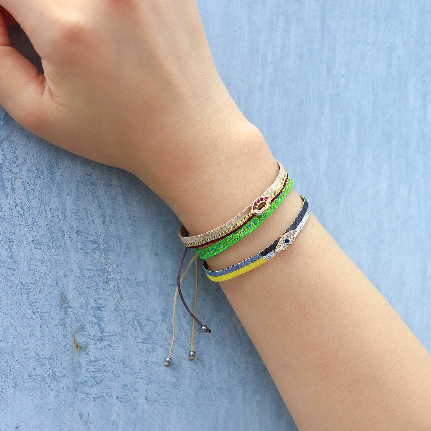 

QUANCHI Boho Handwoven Rope Chain Bracelet for Girl Turkish Evil Eye Lucky Women Pulseras Mujer Cuff Adjustable Bangle Jewelry