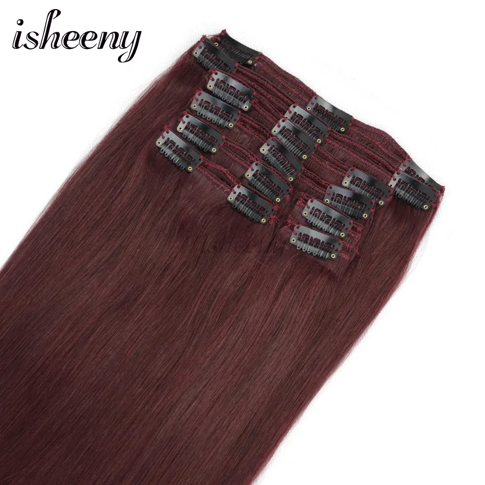 Isheeny Remy волосы для наращивания на заколках 8 шт./компл. бесшовные натуральные