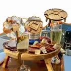 Деревянные столы на открытом воздухе вина складной стол для пикника с Стекло держатель небольшой пляж стол в форме фруктов Портативный Прочный Деревянный фрукты