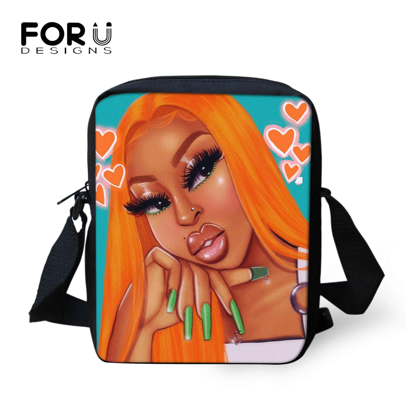 

Популярные сумки FORUDESIGNS для женщин меланин 2020, черные сумки на плечо с волшебным рисунком для девушек в стиле афро, женские сумки с маленьким...