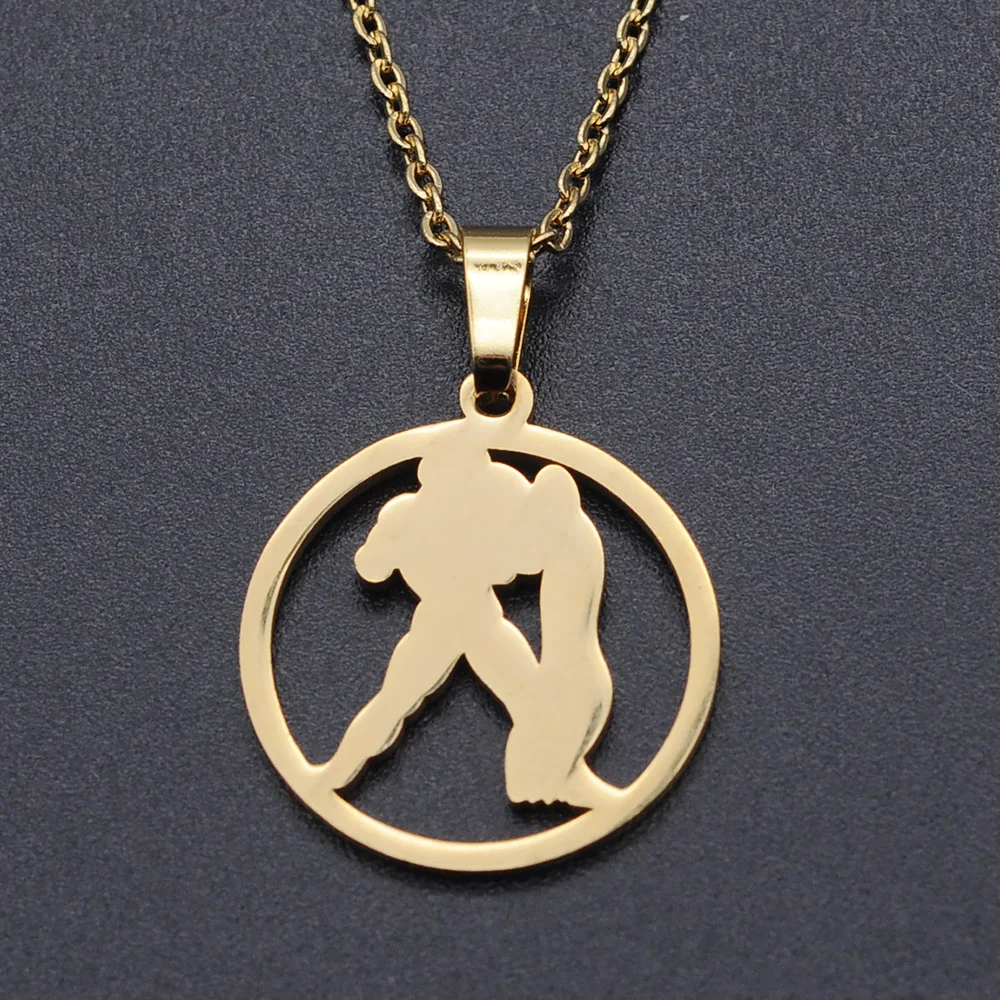 100% нержавеющая сталь Золотая Звезда Знаки зодиака Очаровательное ожерелье для