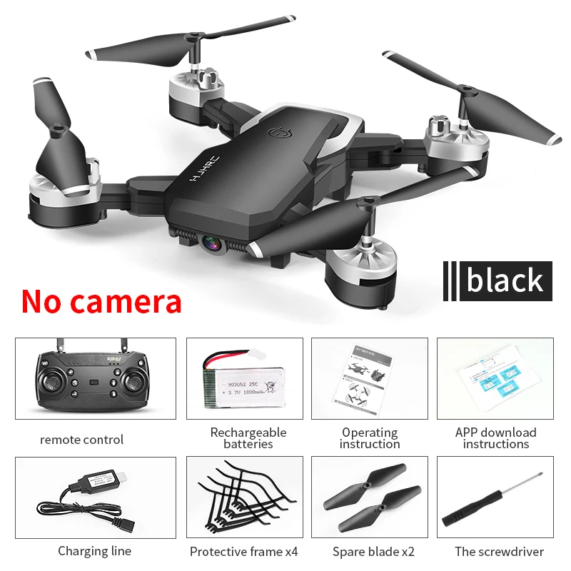 4K RC вертолет Дрон с камерой HD 1080P wifi FPV селфи Дрон Профессиональный складной Квадрокоптер 24 минуты Срок службы батареи HJ28 - Цвет: black no camera