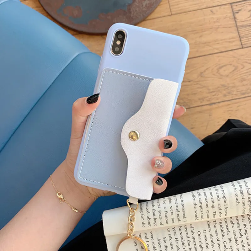 Модные с карманом для карт милый чехол конфетного цвета для huawei Nova 5i 5 4 3i P30 P20 Коврики 10 20 Honor 8X Max 8A 9 9X10 20 Pro Lite - Цвет: Purple
