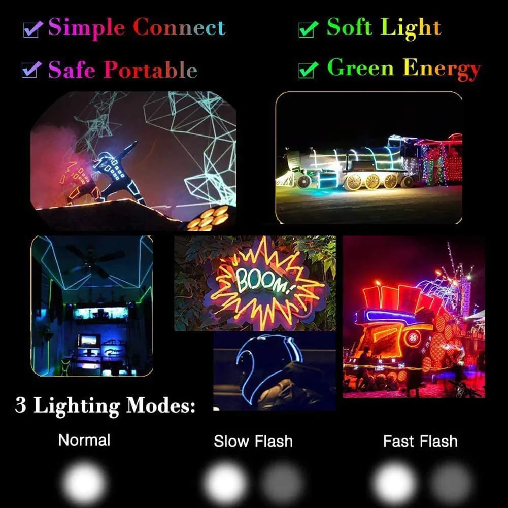 

5m 3V LED Neon Night Light Sign Wall Art Sign Night Lamp EL Flexible Luminous Line Rope Tube Neon Light Decorative Lamp