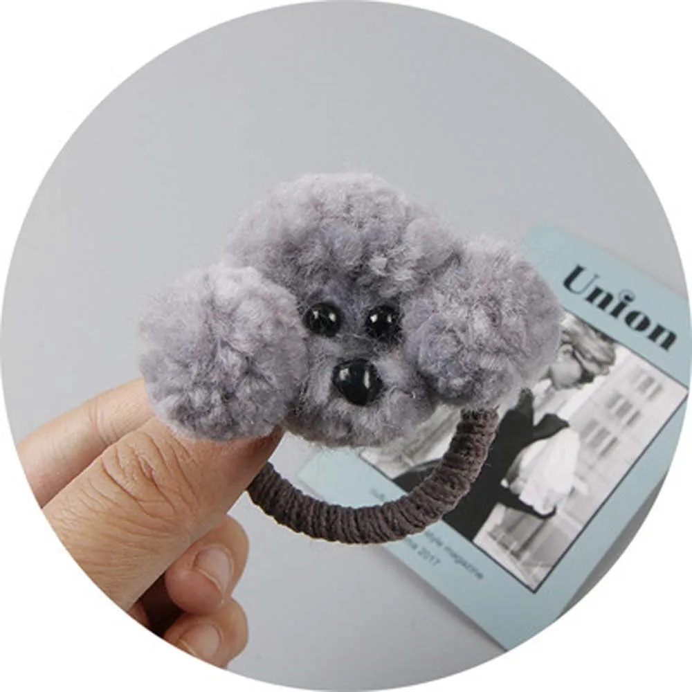 grey-Hairtie Корейские милые плюшевые собачьи волосы веревки Мультяшные зажимы для волос Детские 3D аксессуары для волос - Цвет: grey-Hairtie