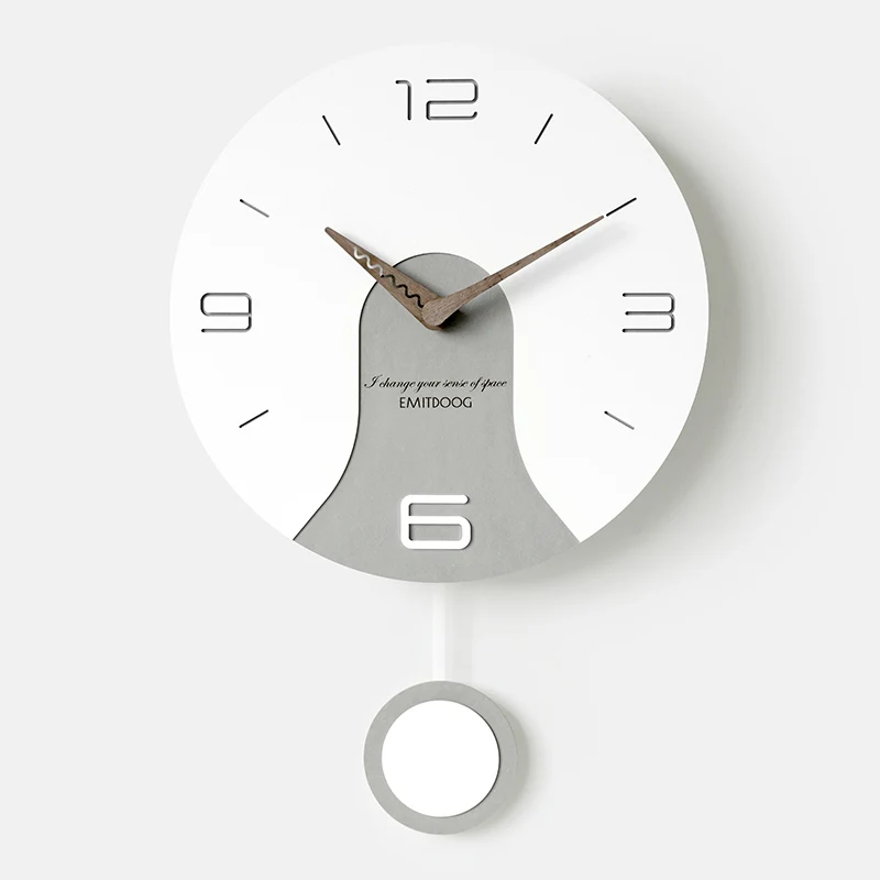 Креативные большие деревянные настенные часы с маятником в скандинавском стиле