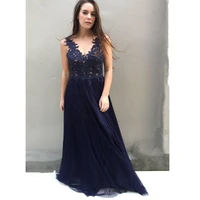dark navy prom dresses sexy v neck beaded lace a line tulle formal evening gowns long party dress celebrity red carpet dress