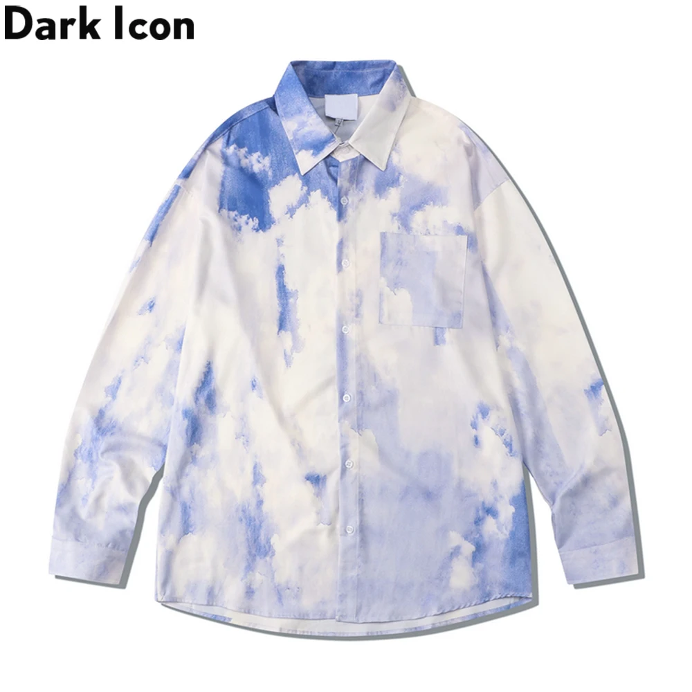 

Dark Icon Tie Dyeing Men's Shirt Long Sleeve Turn-down Collar Shirts for Men Man Clothing