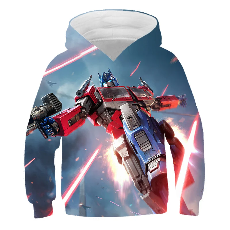 

Optimus Prime Children's Hoodie 3D Transformers Boy Girl Hornet Movie Casual Fashion Top Harajuku Fun O-Neck Kid Costume 4T-14T
