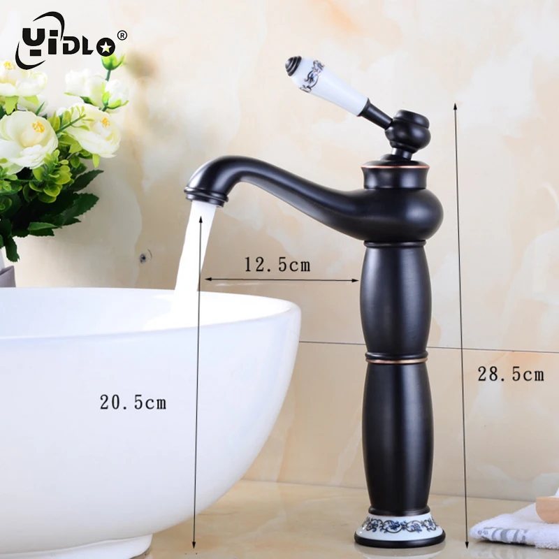 Ванная комната черный латунный кран ретро форма дизайн волшебной лампы