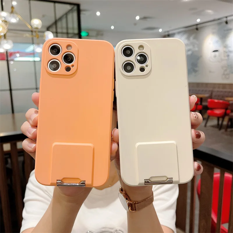 

Candy Colors Liquid Silicone Holder Phone Case For iPhone 12 11 Pro Max XS Max X XR 7 8 Plus 12 Pro Soft Back Cover
