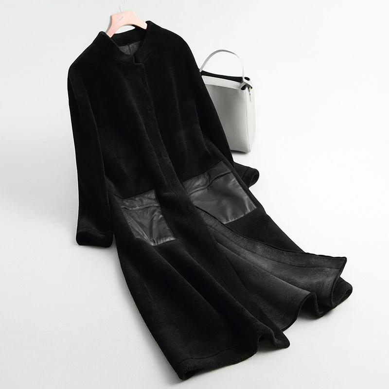 Пальто из овечьей шерсти 2020 длинное теплое женское меховое пальто женская зимняя