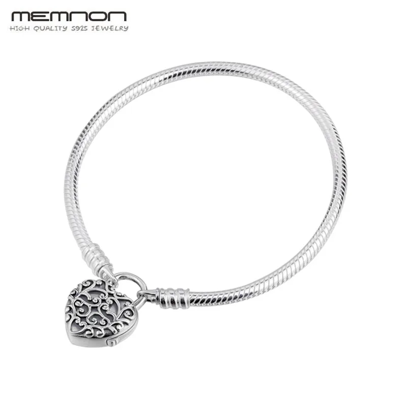 Гладкий Браслет-замок Memnon из стерлингового серебра 925 пробы с зажимом в виде