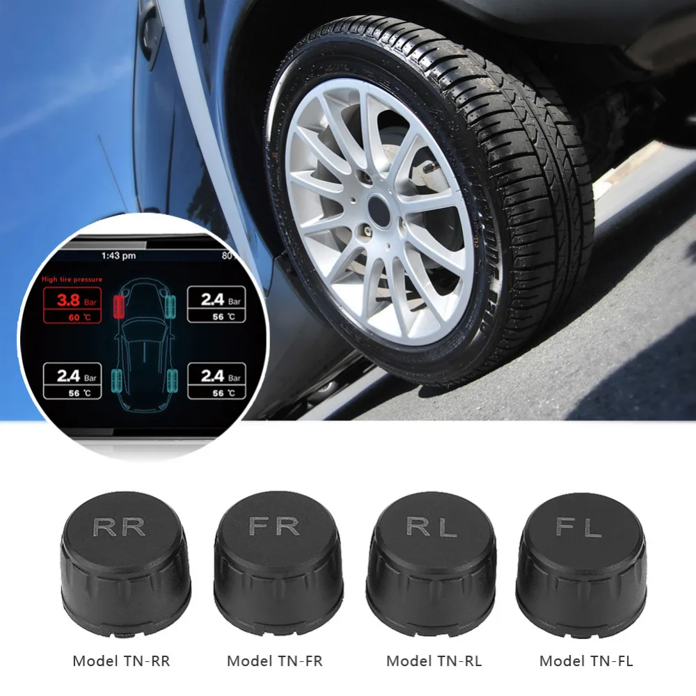 Автомобильный TPMS датчик давления в шинах Система мониторинга внешняя сигнализация давление в шинах Автоматическая сигнализация Инструмент беспроводной 4 внешних датчика