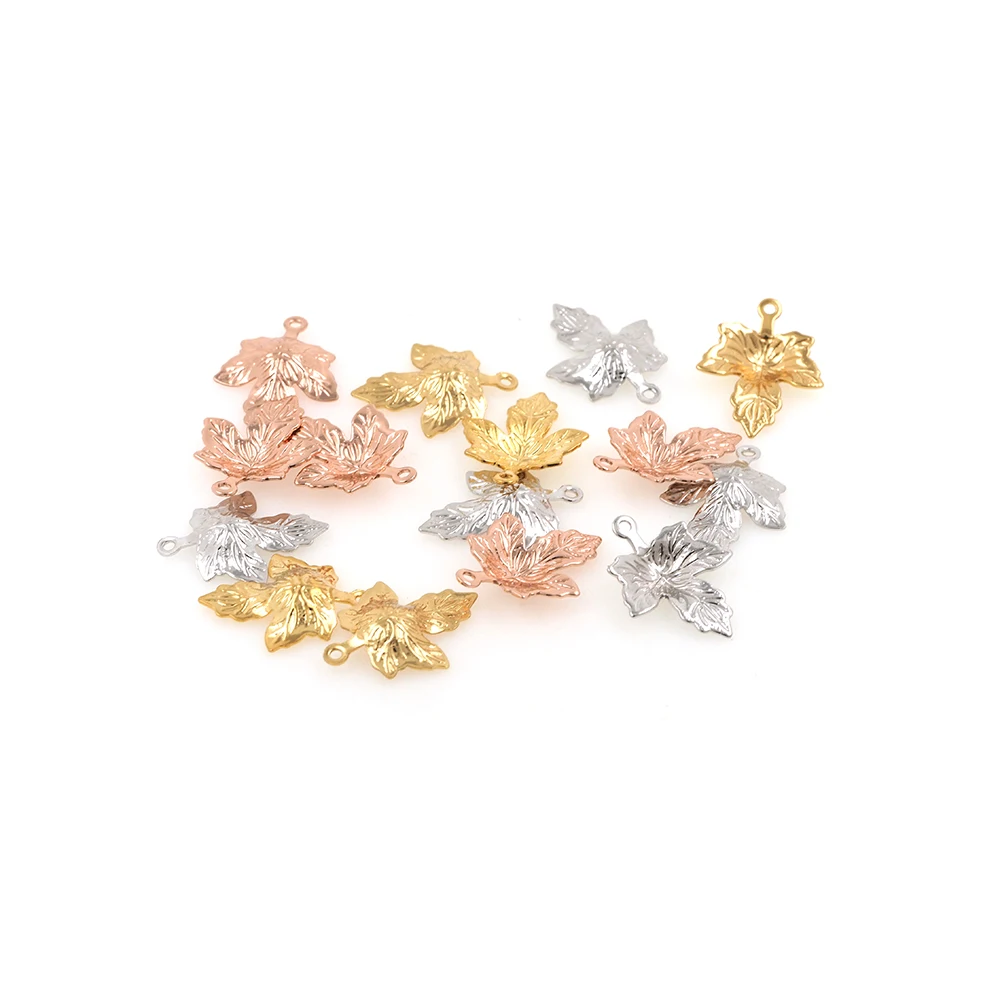

10PCS Brass Gold Maple Leaf Pendants Leaf Earring Necklace Bracelet Charms For Jewerly Making
