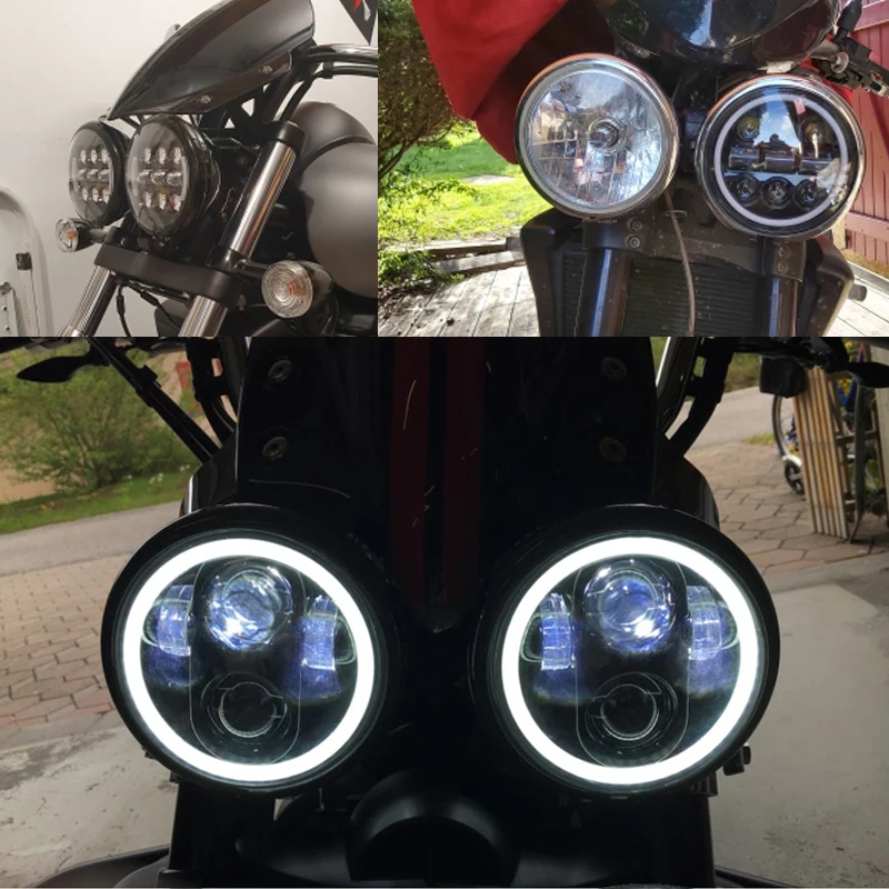 

2pcs 5.75inch led headlight High/Low beam halo for Triumph Rocket iii 3 & Speed Triple & Street Triple & Thunde 5 3/4" projector