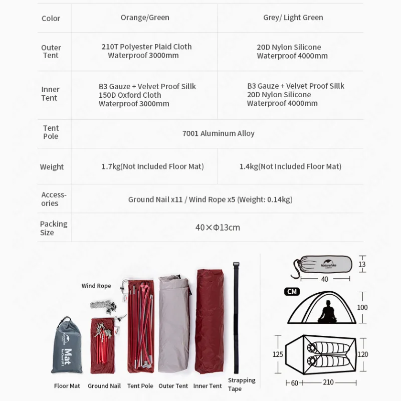 

Upgrade Cloud Up 2 Camping Tent 2 Persons Tourist Ultralight 20d Silicone Waterproof Hiking With Free Mat Wholesale