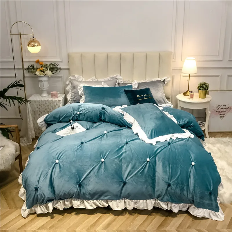 4 шт. бархатные плиссированные постельные принадлежности | Дом и - Цена: 11571.2