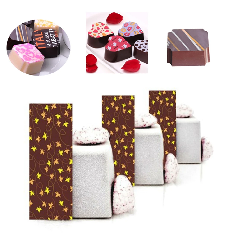 

50Pcs Multi-Pattern Chocolate Transfer Paper Sheet MIX Design Chocolate Cookie Cake Decoration Paper DIY Baking Tool